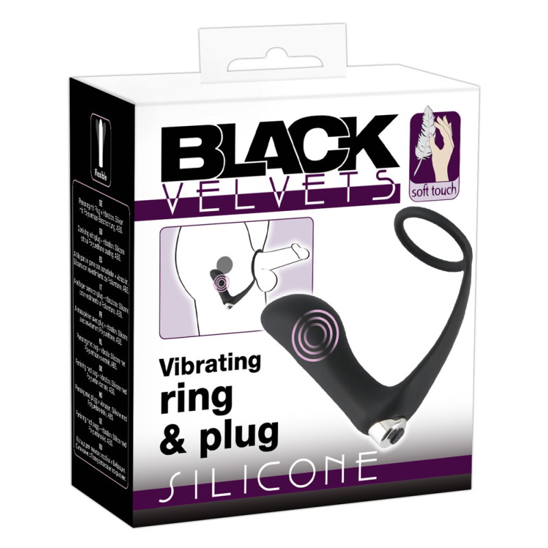Массажер простаты с эрекционным кольцом Black Velvets Vibrating Ring & Plug Массажер простаты с эрекционным кольцом Black Velvets Vibrating Ring & Plug