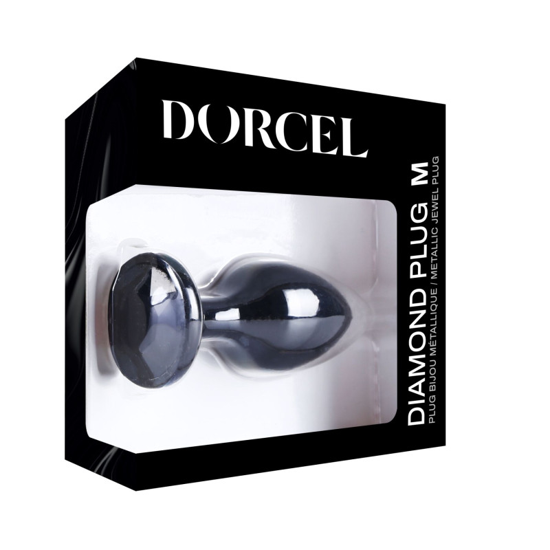 Металлическая анальная пробка с кристаллом Dorcel Diamond Plug Black M Металлическая анальная пробка с кристаллом Dorcel Diamond Plug Black M