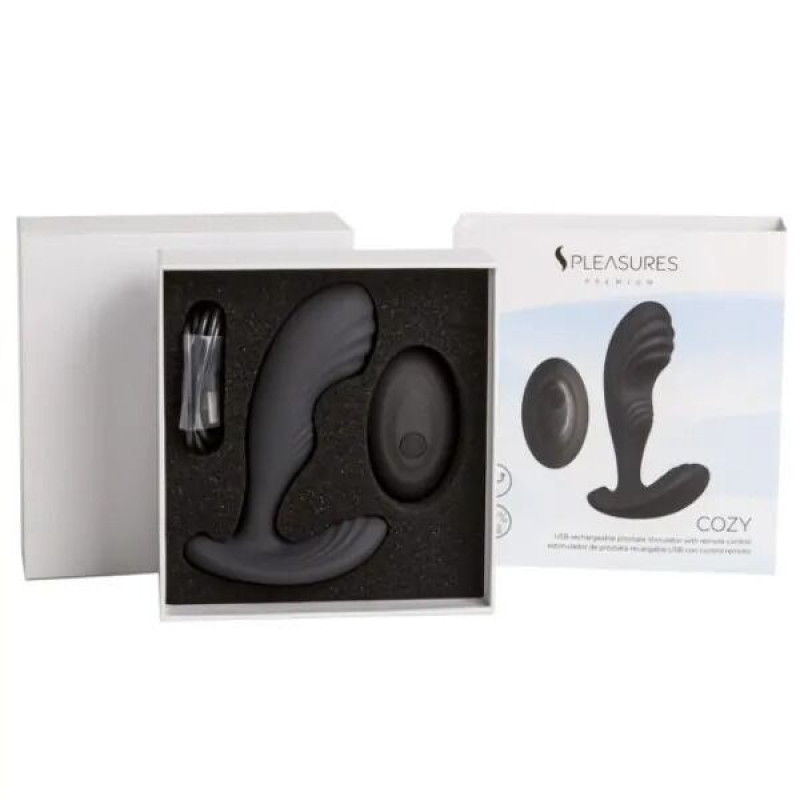 Вибромассажер простаты S Pleasures Premium Cozy, черный, с рельефной головкой, 10 режимов Вибромассажер простаты S Pleasures Premium Cozy, черный, с рельефной головкой, 10 режимов