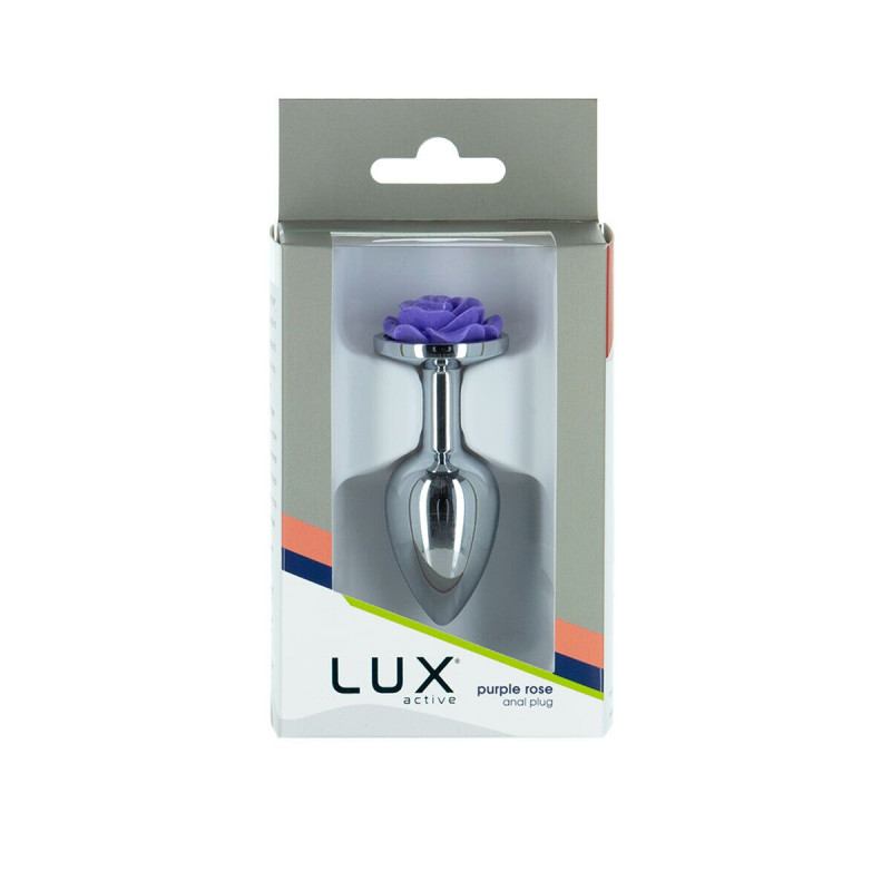 Металлическая анальная пробка Lux Active с розой - Rose Anal Plug - Purple, виброшар в подарок