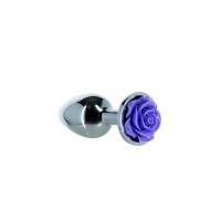 Металева анальна пробка Lux Active з трояндою - Rose Anal Plug - Purple, віброкуля в подарунок