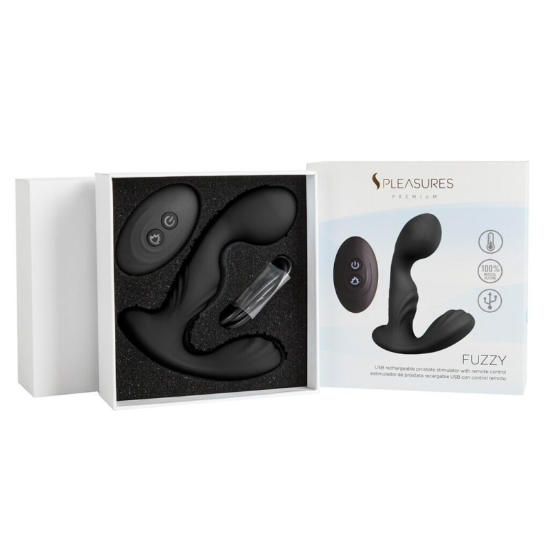 Вибромассажер простаты S Pleasures Premium FUZZY, черный, с рельефом, 10 режимов вибрации, нагрев Вибромассажер простаты S Pleasures Premium FUZZY, черный, с рельефом, 10 режимов вибрации, нагрев