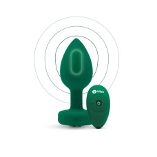 Анальная пробка с вибрацией и пультом B-Vibe Vibrating Jewel Plug, зеленая, M/L