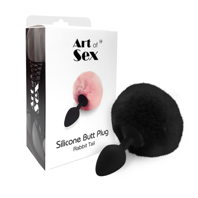 Силиконовая анальная пробка М Art of Sex - Silicone Bunny Tails Butt plug Black, диаметр 3,5 см Силиконовая анальная пробка М Art of Sex - Silicone Bunny Tails Butt plug Black, диаметр 3,5 см