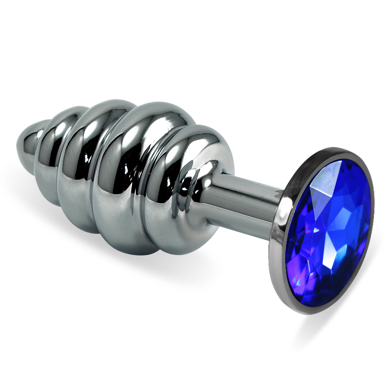 Анальная пробка LoveToy Heavy Metal Anal Plug Silver Rosebud Spiral Darkblue Анальная пробка LoveToy Heavy Metal Anal Plug Silver Rosebud Spiral Darkblue