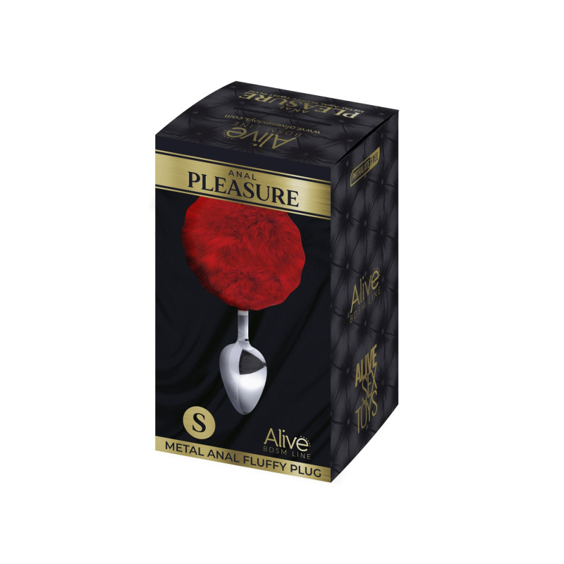 Металева анальна пробка Кролячий хвостик Alive Fluffy Plug S Red, діаметр 2,8 см Металева анальна пробка Кролячий хвостик Alive Fluffy Plug S Red, діаметр 2,8 см