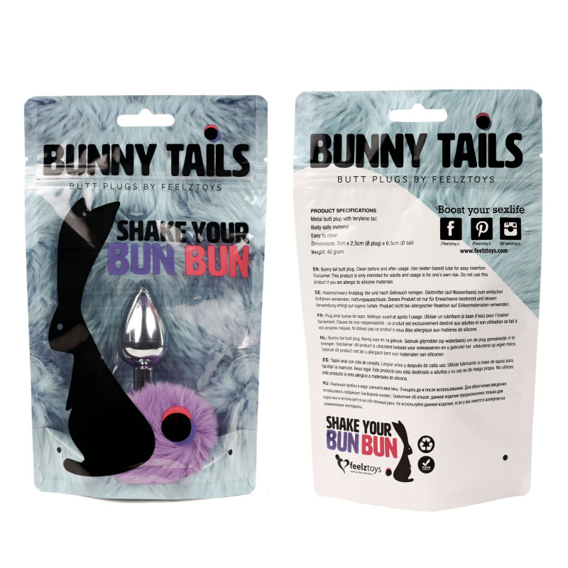 Анальная пробка FeelzToys Bunny Tails Butt Plug Фиолетовая Анальная пробка FeelzToys Bunny Tails Butt Plug Фиолетовая