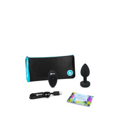 Анальная пробка с вибрацией и пультом B-Vibe Vibrating Jewel Plug, черная, M/L