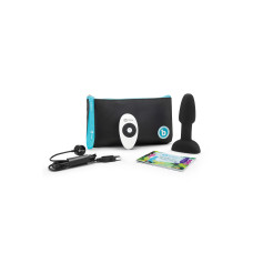 Анальна пробка з вібрацією і кульками, що обертаються B-Vibe Rimming Petite, з пультом, Чорна