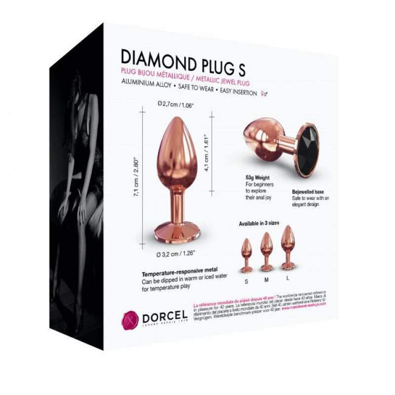 Металева анальна пробка із прикрасою у вигляді кристала Marc Dorcel - Diamond Plug S