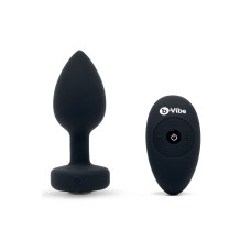 Анальная пробка с вибрацией и пультом B-Vibe Vibrating Jewel Plug, черная, M/L