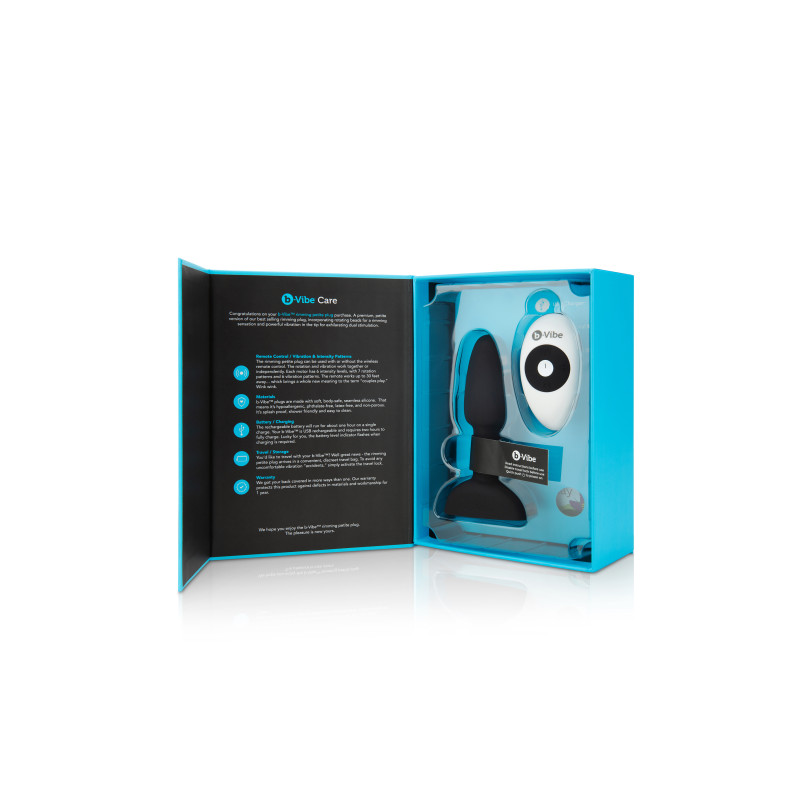 Анальная пробка с вибрацией и вращающимися шариками B-Vibe Rimming Petite, с пультом, Черная