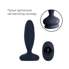 Анальная смарт-вибропробка с пульсацией Svakom Jordan Navy Blue, пульт ДУ