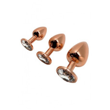 Металлическая анальная пробка Wooomy Tralalo Rose Gold Metal Plug Size M, диаметр 3,4 см, длина 8 см