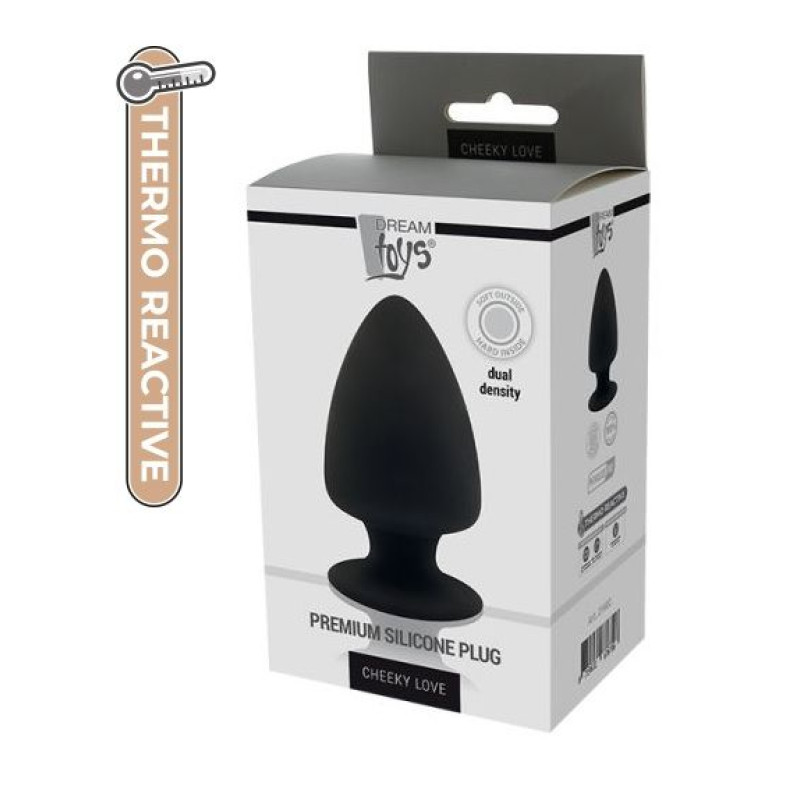 Термоактивная анальная пробка Dreamtoys Premium Silicone Plug Черная M Термоактивная анальная пробка Dreamtoys Premium Silicone Plug Черная M