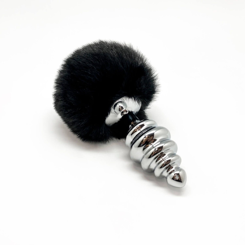 Металева анальна пробка Кролячий хвостик Alive Fluffy Twist Plug L Black, діаметр 3,8 см Металева анальна пробка Кролячий хвостик Alive Fluffy Twist Plug L Black, діаметр 3,8 см