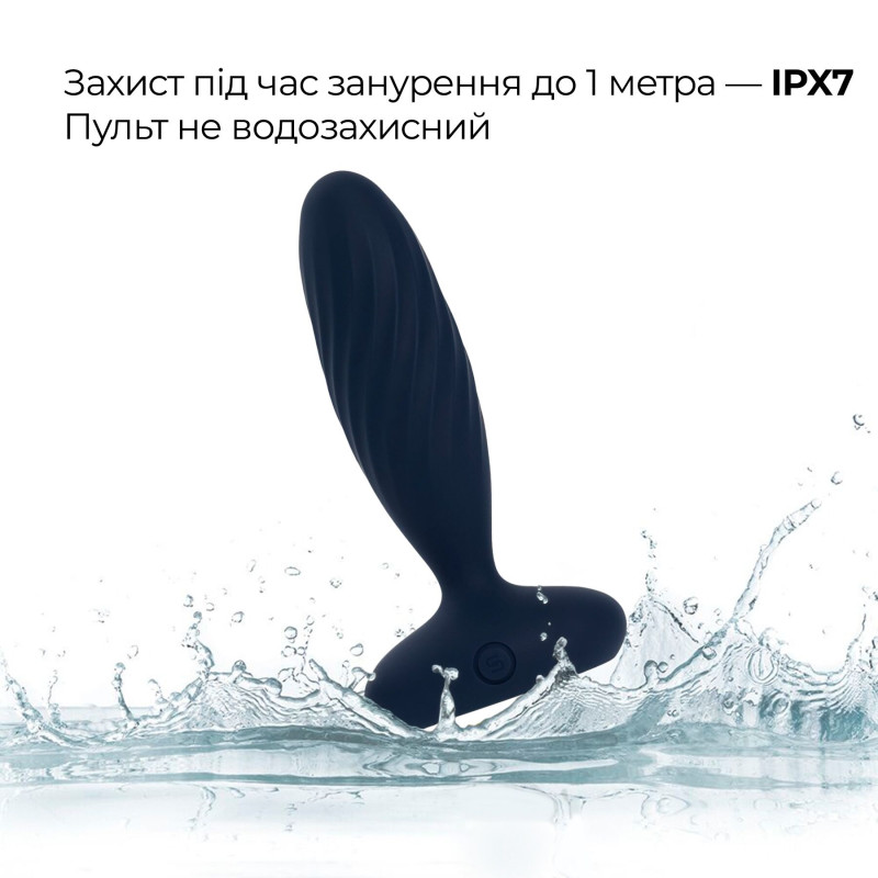 Анальная смарт-вибропробка с пульсацией Svakom Jordan Navy Blue, пульт ДУ Анальная смарт-вибропробка с пульсацией Svakom Jordan Navy Blue, пульт ДУ