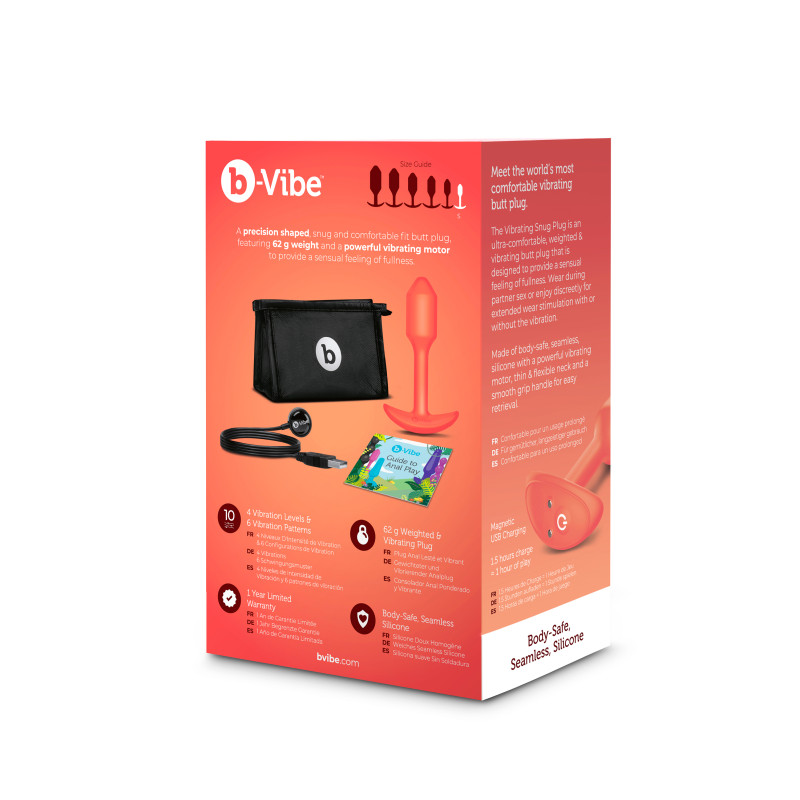 Анальна пробка з вібрацією B-Vibe Snug Plug 1, помаранчева, розмір S Анальна пробка з вібрацією B-Vibe Snug Plug 1, помаранчева, розмір S