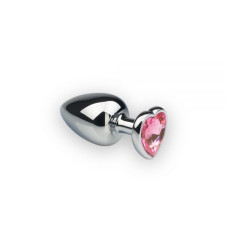 Анальная пробка sLash Heart Pink Topaz M Серебристая