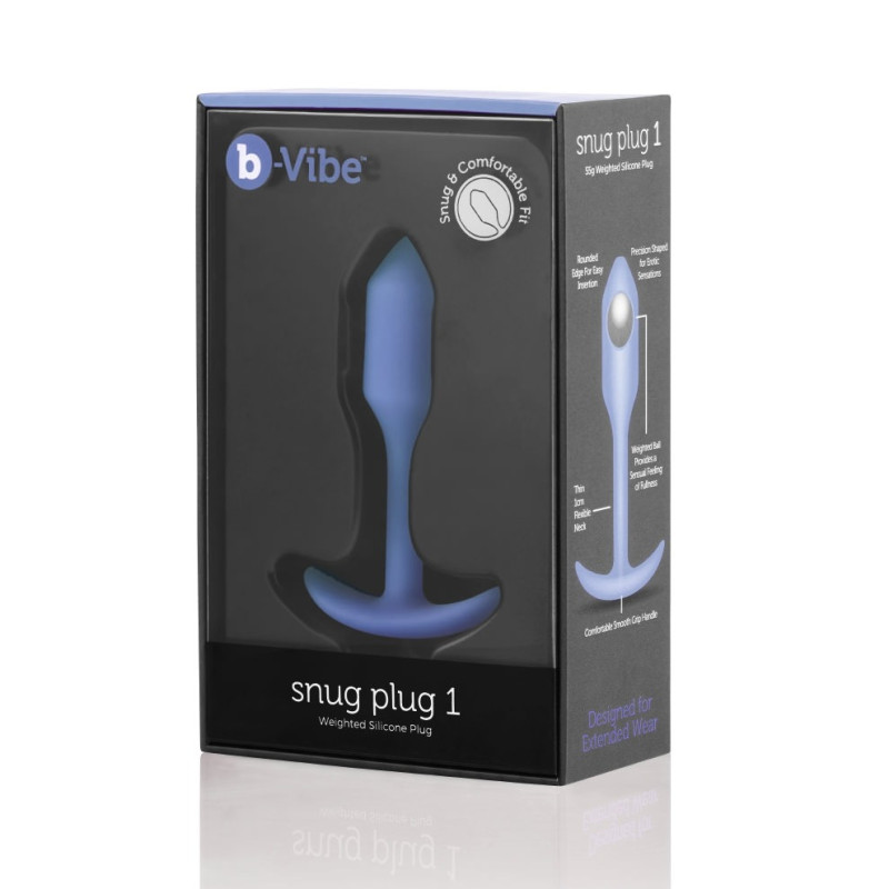 Анальна пробка із зміщеним центром ваги B-vibe Snug Plug 1 блакитна Анальна пробка із зміщеним центром ваги B-vibe Snug Plug 1 блакитна