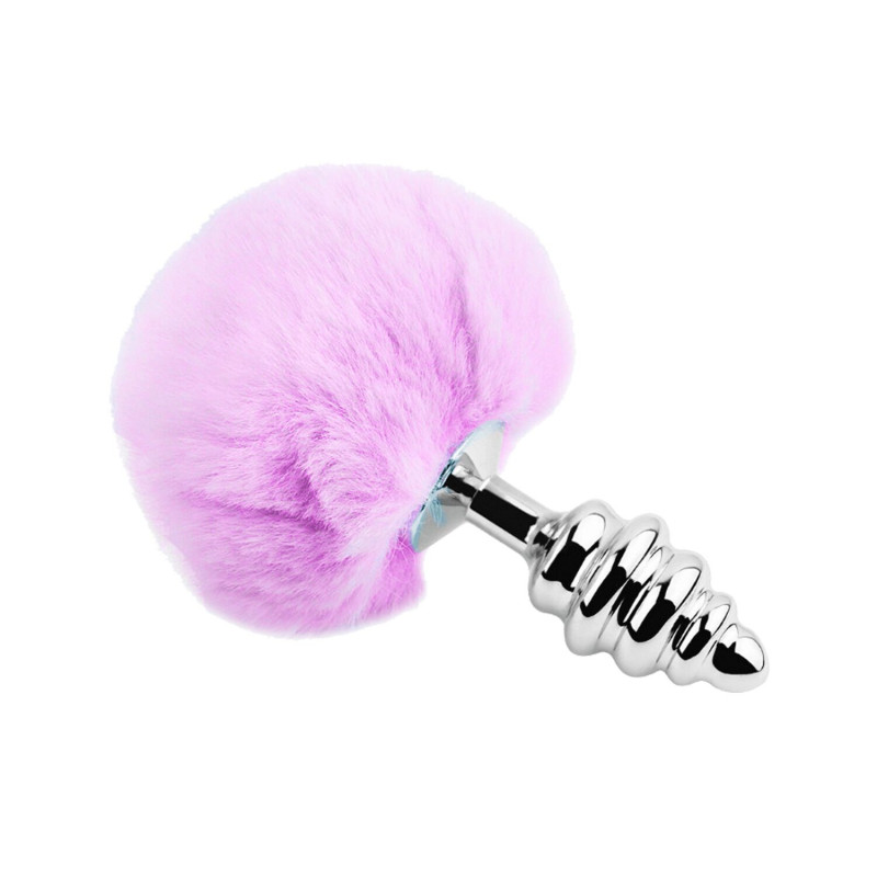 Металева анальна пробка Кролячий хвостик Alive Fluffy Twist Plug L Purple, діаметр 3,8 см Металева анальна пробка Кролячий хвостик Alive Fluffy Twist Plug L Purple, діаметр 3,8 см