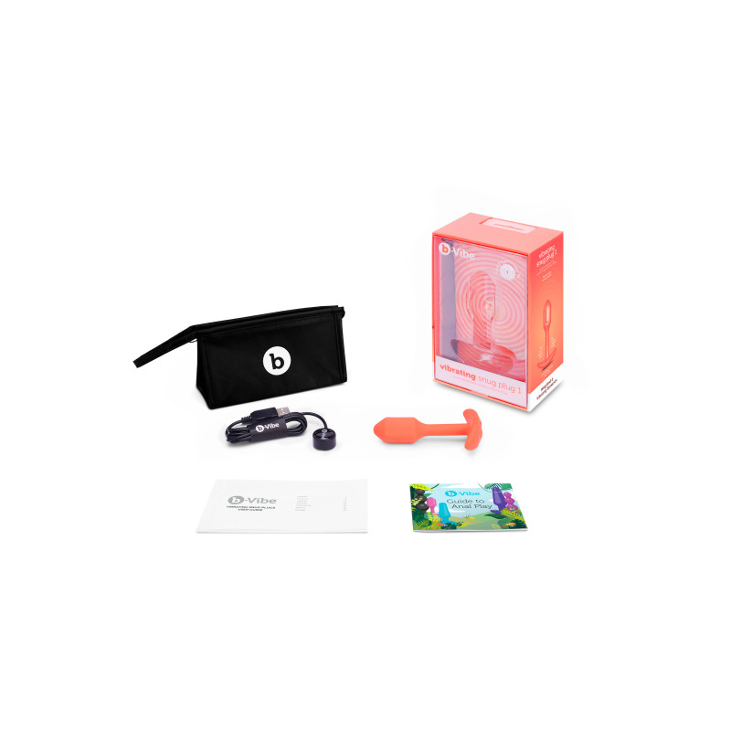 Анальна пробка з вібрацією B-Vibe Snug Plug 1, помаранчева, розмір S Анальна пробка з вібрацією B-Vibe Snug Plug 1, помаранчева, розмір S
