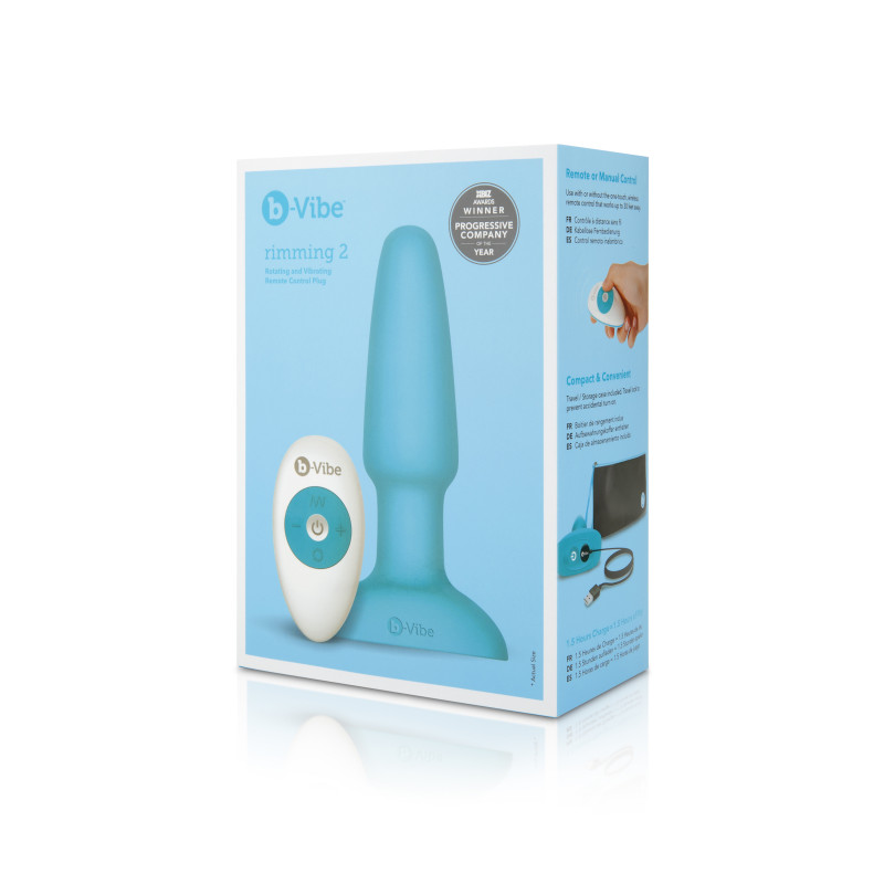 Анальная пробка с вибрацией и имитацией римминга B-Vibe Rimming Plug 2, голубая Анальная пробка с вибрацией и имитацией римминга B-Vibe Rimming Plug 2, голубая