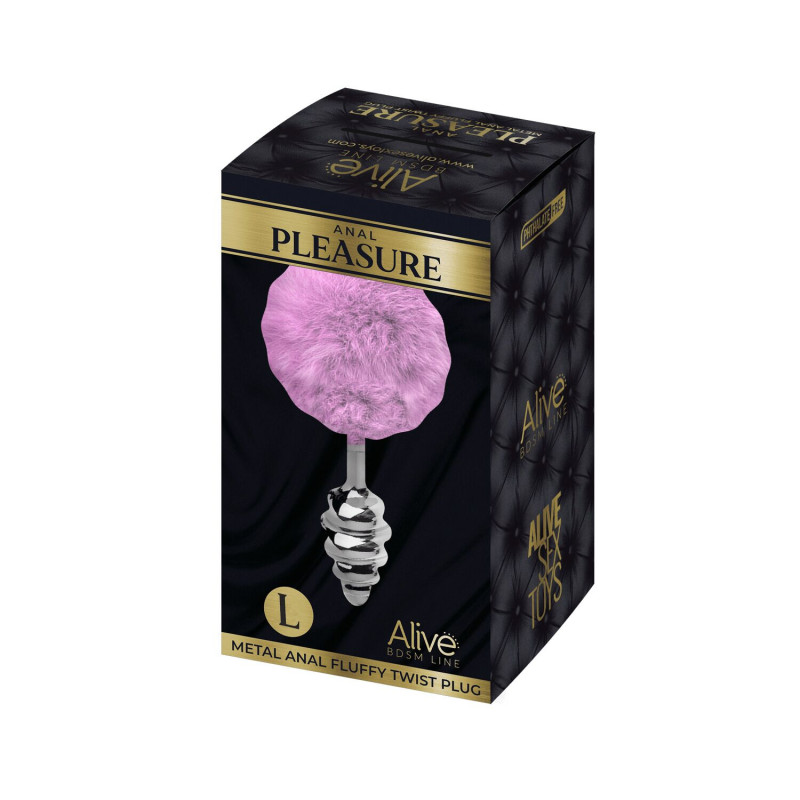 Металева анальна пробка Кролячий хвостик Alive Fluffy Twist Plug L Purple, діаметр 3,8 см Металева анальна пробка Кролячий хвостик Alive Fluffy Twist Plug L Purple, діаметр 3,8 см