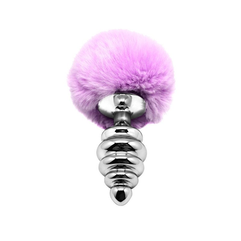 Металева анальна пробка Кролячий хвостик Alive Fluffy Twist Plug L Purple, діаметр 3,8 см Металева анальна пробка Кролячий хвостик Alive Fluffy Twist Plug L Purple, діаметр 3,8 см