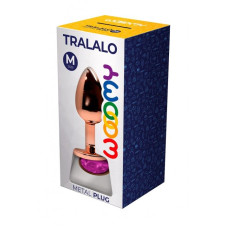 Металлическая анальная пробка Wooomy Tralalo Rose Gold Metal Plug Magenta M, диаметр 3,4 см, длина 8