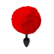 Силиконовая анальная пробка М Art of Sex - Silicone Bunny Tails Butt plug Red, диаметр 3,5 см