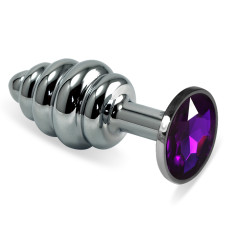 Анальная пробка LoveToy Heavy Metal Anal Plug Silver Rosebud Spiral Purple