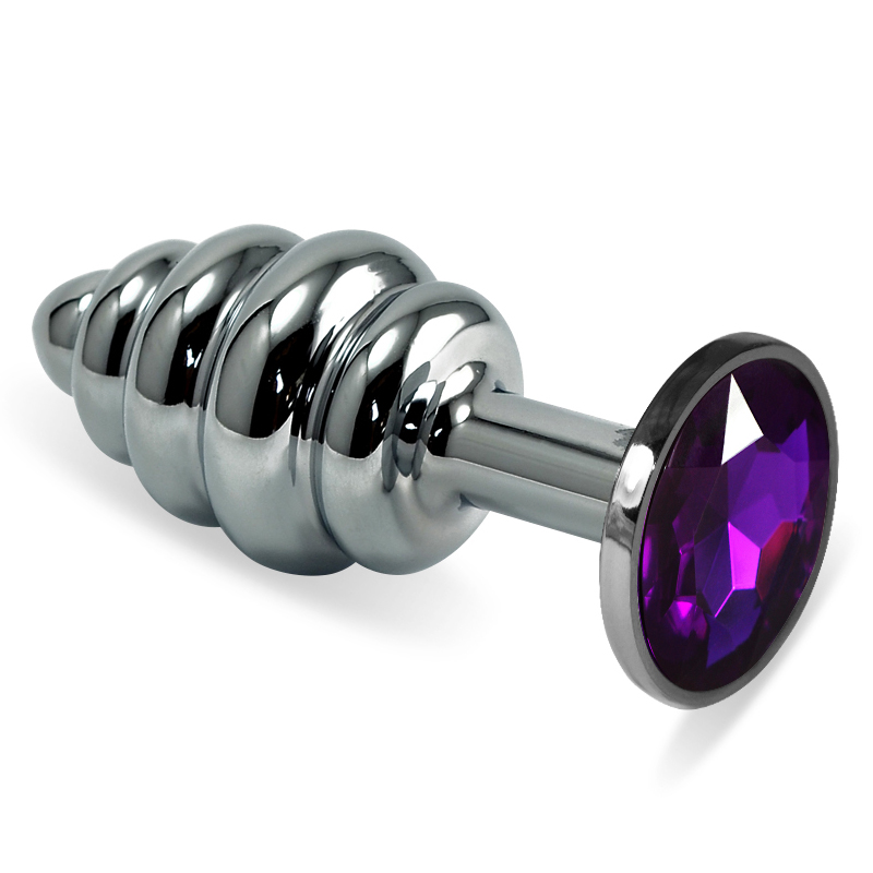 Анальная пробка LoveToy Heavy Metal Anal Plug Silver Rosebud Spiral Purple Анальная пробка LoveToy Heavy Metal Anal Plug Silver Rosebud Spiral Purple