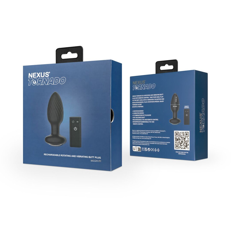 Анальна пробка Nexus TORNADO Medium, ротація + вібрація, пульт ДК Анальна пробка Nexus TORNADO Medium, ротація + вібрація, пульт ДК