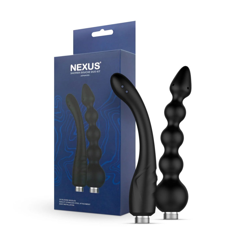 Набор анальных насадок для душа Nexus Advanced Shower Douche Duo Kit – Black, 2 шт Набор анальных насадок для душа Nexus Advanced Shower Douche Duo Kit – Black, 2 шт