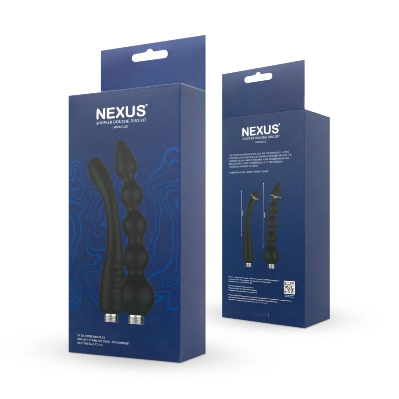 Набор анальных насадок для душа Nexus Advanced Shower Douche Duo Kit – Black, 2 шт Набор анальных насадок для душа Nexus Advanced Shower Douche Duo Kit – Black, 2 шт