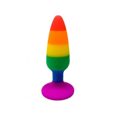 Силиконовая анальная пробка Wooomy Hiperloo Silicone Rainbow Plug S, диаметр 2,4 см, длина 9 см