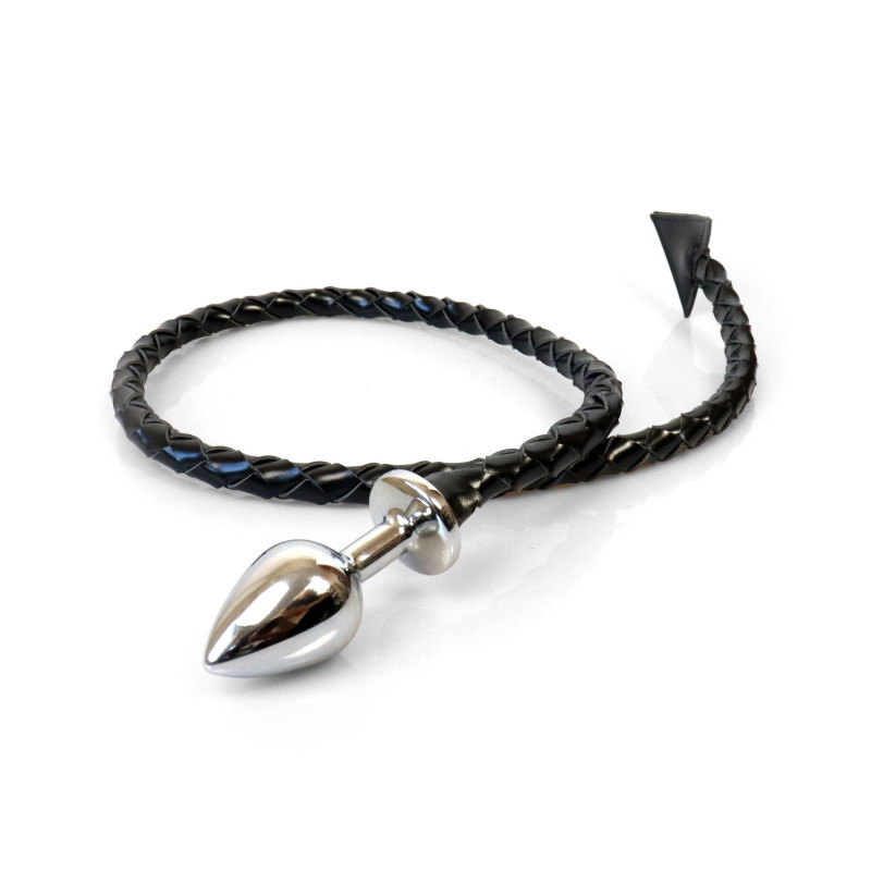 Металева анальна пробка L з диявольським хвостом Art of Sex - Succubus, екошкіра, чорний Металева анальна пробка L з диявольським хвостом Art of Sex - Succubus, екошкіра, чорний