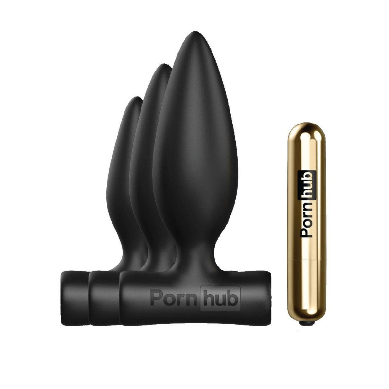 Набор анальных пробок Pornhub Anal Training Kit с перезаряжаемой вибропулей Набор анальных пробок Pornhub Anal Training Kit с перезаряжаемой вибропулей