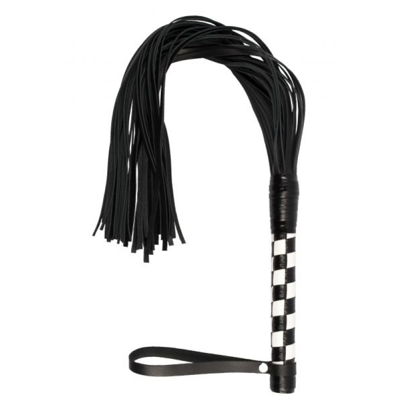 Флогер sLash Premium Leather Flogger Черный/Белый Флогер sLash Premium Leather Flogger Черный/Белый