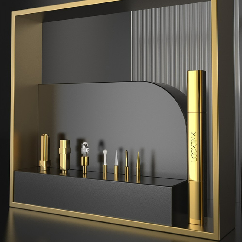 Тиклер-ручка с 5 насадками Lockink, металлическая, серая Тиклер-ручка с 5 насадками Lockink, металлическая, серая