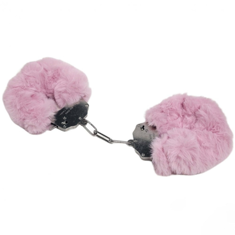 Наручники DS Fetish Plush handcuffs, метал з хутром, рожеві Наручники DS Fetish Plush handcuffs, метал з хутром, рожеві