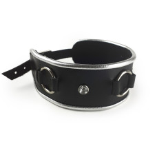 Ошейник из натуральной кожи со стразами и кольцом Art of Sex Collar Ring