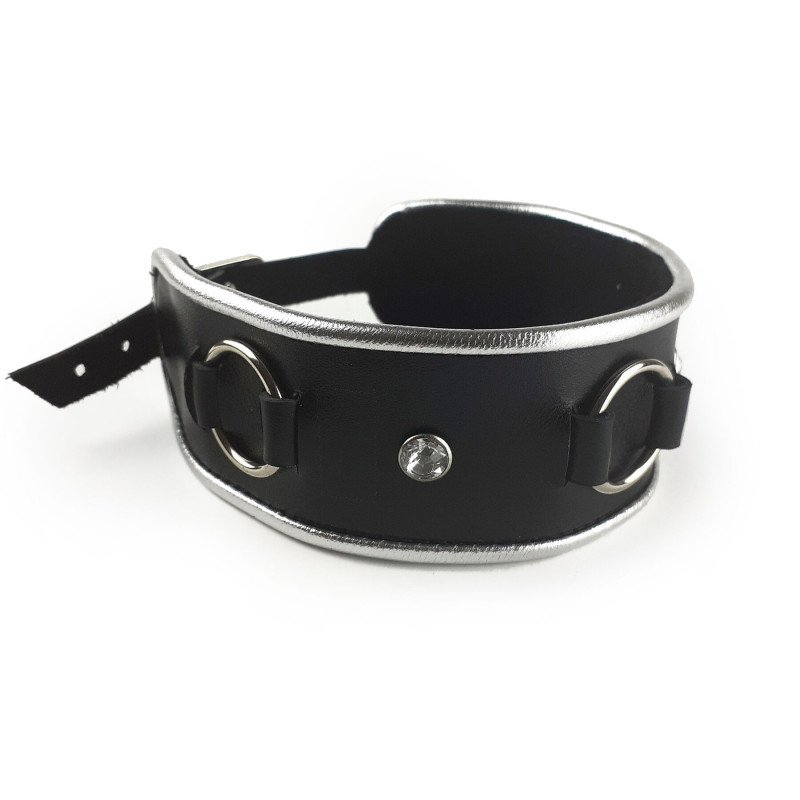 Нашийник з натуральної шкіри зі стразами та кільцем Art of Sex Collar Ring