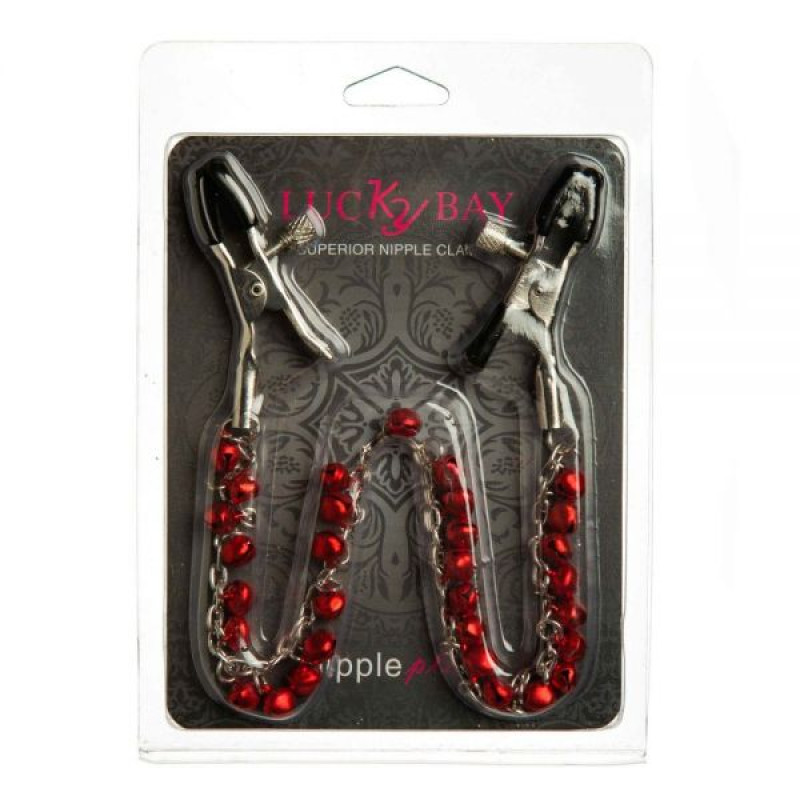 Зажимы на соски с бубенчиками Lucky Bay Nipple play Красные Зажимы на соски с бубенчиками Lucky Bay Nipple play Красные