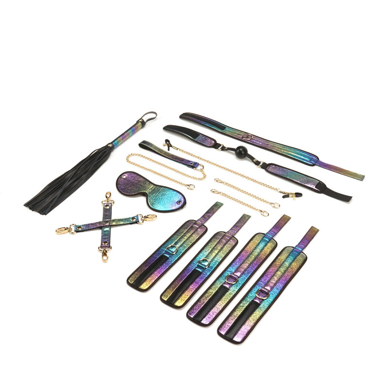 БДСМ-набор Liebe Seele Vivid Rainbow 8 Pieces Set, 8 аксессуаров, экокожа на бархатной основе БДСМ-набор Liebe Seele Vivid Rainbow 8 Pieces Set, 8 аксессуаров, экокожа на бархатной основе