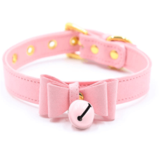 Чокер с колокольчиком DS Fetish Collar pink with bell