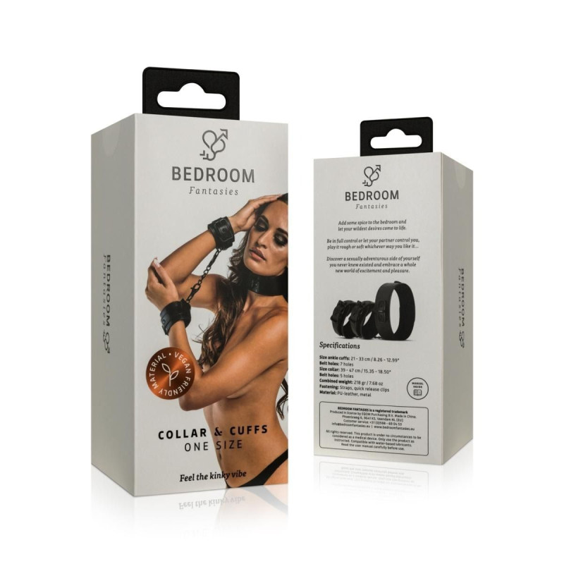 Наручники з нашийником Bedroom Fantasies: Collar & Wrist Cuffs, чорні Наручники з нашийником Bedroom Fantasies: Collar & Wrist Cuffs, чорні