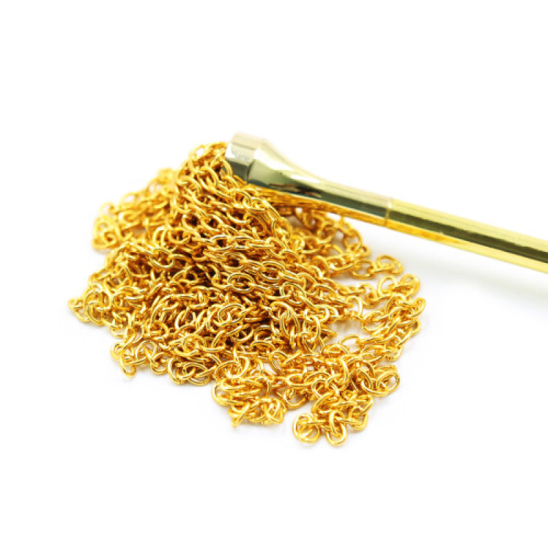 Флогер с кисточкой на цепочке DS Fetish Golden Metal 23 см Флогер с кисточкой на цепочке DS Fetish Golden Metal 23 см