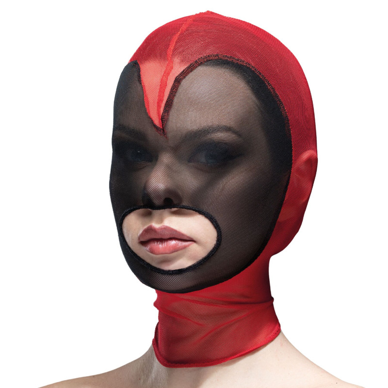 Маска серце сітка з відкритим ротом Feral Feelings - Hearts Mask Red/Black Маска серце сітка з відкритим ротом Feral Feelings - Hearts Mask Red/Black